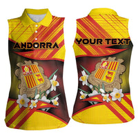 Personalized Andorra Women Sleeveless Polo Shirt The Grandalla Flowers With Symbol - Wonder Print Shop
