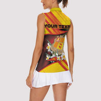 Personalized Andorra Women Sleeveless Polo Shirt The Grandalla Flowers With Symbol - Wonder Print Shop