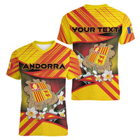 Personalized Andorra Women V-Neck T-Shirt The Grandalla Flowers With Symbol - Wonder Print Shop