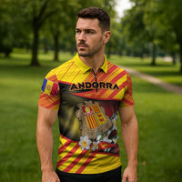Personalized Andorra Zipper Polo Shirt The Grandalla Flowers With Symbol - Wonder Print Shop