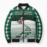 Golf Christmas Bomber Puffer Jacket Driving Home Fooore Xmas - Wonder Print Shop