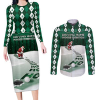 Golf Christmas Couples Matching Long Sleeve Bodycon Dress and Long Sleeve Button Shirt Driving Home Fooore Xmas - Wonder Print Shop