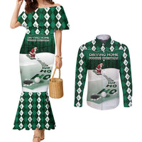 Golf Christmas Couples Matching Mermaid Dress and Long Sleeve Button Shirt Driving Home Fooore Xmas - Wonder Print Shop