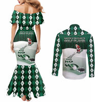 Golf Christmas Couples Matching Mermaid Dress and Long Sleeve Button Shirt Driving Home Fooore Xmas - Wonder Print Shop