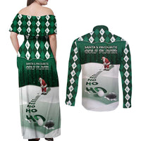 Golf Christmas Couples Matching Off Shoulder Maxi Dress and Long Sleeve Button Shirt Driving Home Fooore Xmas - Wonder Print Shop