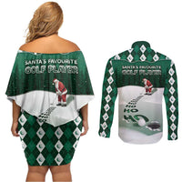 Golf Christmas Couples Matching Off Shoulder Short Dress and Long Sleeve Button Shirt Driving Home Fooore Xmas - Wonder Print Shop
