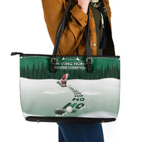 Golf Christmas Leather Tote Bag Driving Home Fooore Xmas - Wonder Print Shop