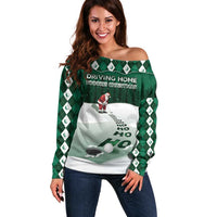 Golf Christmas Off Shoulder Sweater Driving Home Fooore Xmas - Wonder Print Shop