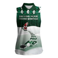 Golf Christmas Women Sleeveless Polo Shirt Driving Home Fooore Xmas - Wonder Print Shop