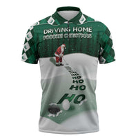 Golf Christmas Zipper Polo Shirt Driving Home Fooore Xmas - Wonder Print Shop