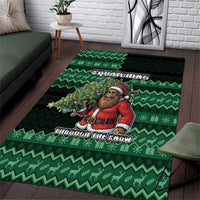 Bigfoot Christmas Area Rug Squatching Through The Snow - Wonder Print Shop
