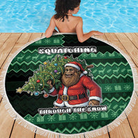 Bigfoot Christmas Beach Blanket Squatching Through The Snow - Wonder Print Shop