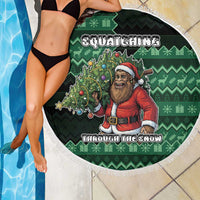 Bigfoot Christmas Beach Blanket Squatching Through The Snow - Wonder Print Shop