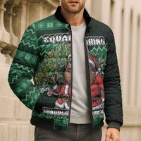 Bigfoot Christmas Bomber Puffer Jacket Squatching Through The Snow - Wonder Print Shop