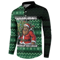 Bigfoot Christmas Button Sweatshirt Squatching Through The Snow - Wonder Print Shop
