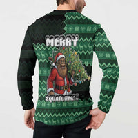 Bigfoot Christmas Button Sweatshirt Squatching Through The Snow - Wonder Print Shop