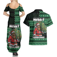 Bigfoot Christmas Couples Matching Summer Maxi Dress and Hawaiian Shirt Squatching Through The Snow - Wonder Print Shop