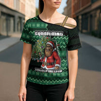Bigfoot Christmas Cross Shoulder Shirt Squatching Through The Snow - Wonder Print Shop