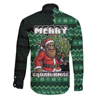 Bigfoot Christmas Family Matching Off The Shoulder Long Sleeve Dress and Hawaiian Shirt Squatching Through The Snow - Wonder Print Shop