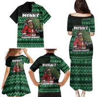 Bigfoot Christmas Family Matching Puletasi and Hawaiian Shirt Squatching Through The Snow - Wonder Print Shop