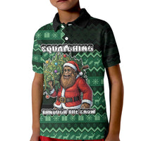 Bigfoot Christmas Kid Polo Shirt Squatching Through The Snow - Wonder Print Shop