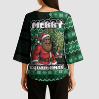 Bigfoot Christmas Kimono Sleeve Blouse Squatching Through The Snow - Wonder Print Shop