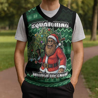 Bigfoot Christmas Knitted V-Neck Vest Squatching Through The Snow - Wonder Print Shop