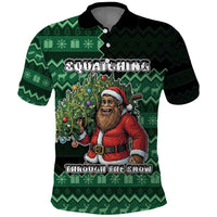 Bigfoot Christmas Polo Shirt Squatching Through The Snow - Wonder Print Shop