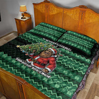 Bigfoot Christmas Quilt Bed Set Squatching Through The Snow - Wonder Print Shop