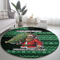 Bigfoot Christmas Round Carpet Squatching Through The Snow - Wonder Print Shop