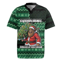 Bigfoot Christmas Rugby Jersey Squatching Through The Snow - Wonder Print Shop