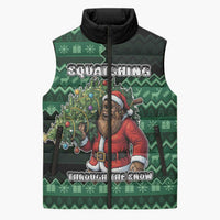Bigfoot Christmas Sleeveless Puffer Jacket Squatching Through The Snow - Wonder Print Shop