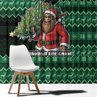 Bigfoot Christmas Window Curtain Squatching Through The Snow - Wonder Print Shop
