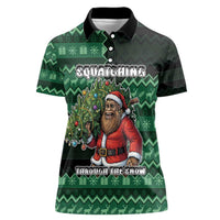 Bigfoot Christmas Women Polo Shirt Squatching Through The Snow - Wonder Print Shop