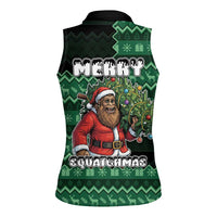 Bigfoot Christmas Women Sleeveless Polo Shirt Squatching Through The Snow - Wonder Print Shop