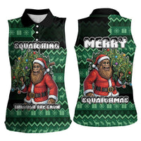 Bigfoot Christmas Women Sleeveless Polo Shirt Squatching Through The Snow - Wonder Print Shop