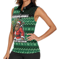 Bigfoot Christmas Women Sleeveless Polo Shirt Squatching Through The Snow - Wonder Print Shop