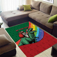 T Rex And Jesus Christmas Area Rug Not Today Santa - Wonder Print Shop