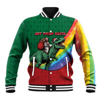 T Rex And Jesus Christmas Baseball Jacket Not Today Santa - Wonder Print Shop