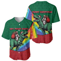 T Rex And Jesus Christmas Baseball Jersey Not Today Santa - Wonder Print Shop