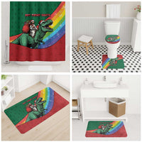 T Rex And Jesus Christmas Bathroom Set Not Today Santa - Wonder Print Shop