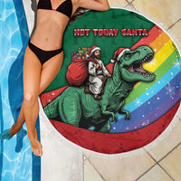 T Rex And Jesus Christmas Beach Blanket Not Today Santa - Wonder Print Shop