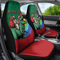 T Rex And Jesus Christmas Car Seat Cover Not Today Santa - Wonder Print Shop