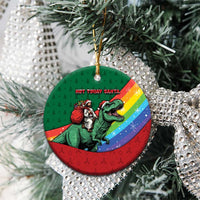 T Rex And Jesus Christmas Ceramic Ornament Not Today Santa - Wonder Print Shop