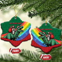 T Rex And Jesus Christmas Ceramic Ornament Not Today Santa - Wonder Print Shop