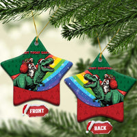 T Rex And Jesus Christmas Ceramic Ornament Not Today Santa - Wonder Print Shop