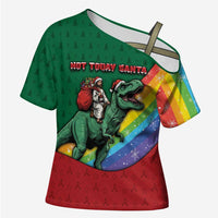 T Rex And Jesus Christmas Cross Shoulder Shirt Not Today Santa - Wonder Print Shop