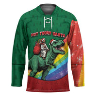 T Rex And Jesus Christmas Hockey Jersey Not Today Santa - Wonder Print Shop
