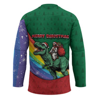 T Rex And Jesus Christmas Hockey Jersey Not Today Santa - Wonder Print Shop