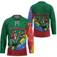 T Rex And Jesus Christmas Hockey Jersey Not Today Santa - Wonder Print Shop